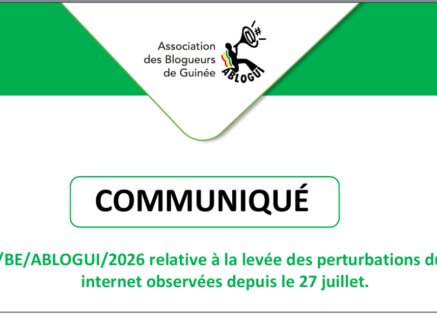 Déclaration N°003/BE/ABLOGUI/2026 relative à la levée des perturbations du réseau internet observées depuis le 27 juillet